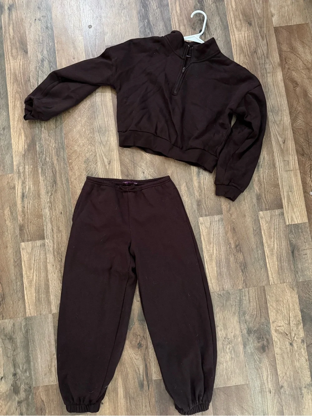 Girls Active Half-Zip Sweatshirt & Jogger Set - Dark Brown